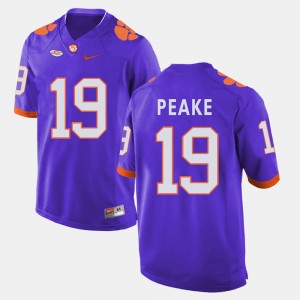 Men's Clemson University #19 Charone Peake Purple College Football Jersey 518312-638