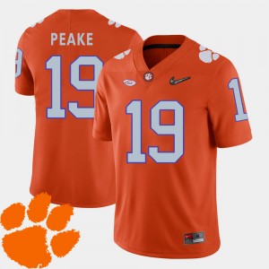 For Men's Clemson #19 Charone Peake Orange College Football 2018 ACC Jersey 116407-140