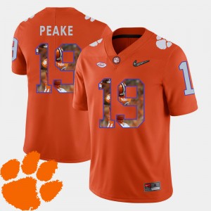 Mens Clemson Tigers #19 Charone Peake Orange Pictorial Fashion Football Jersey 720011-354
